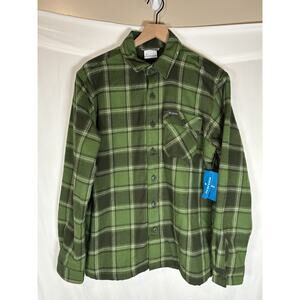 Columbia New Fleece Lined Men's S Shirt Jacket Shacket Green Plaid Gorpcore Warm